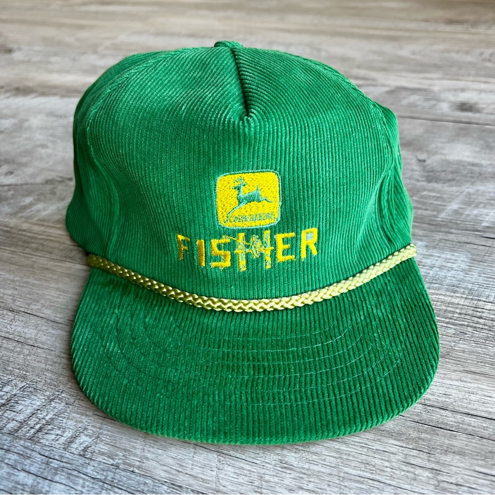 Vintage John Deere Fishing Corduroy Flat Bill Hat